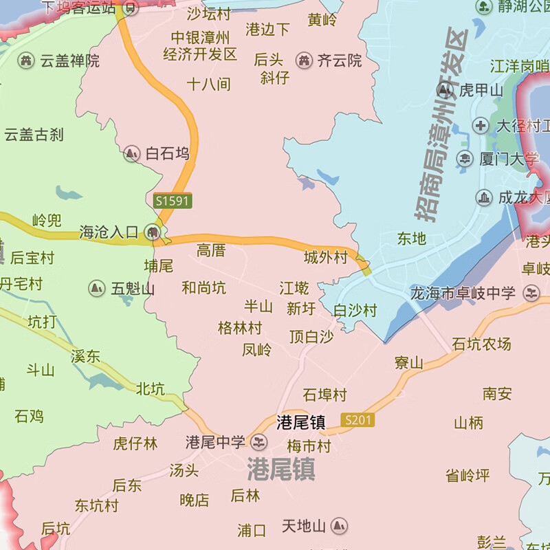 龙海市地图1.1m防水贴图福建省漳州市交通行政区域颜色划.